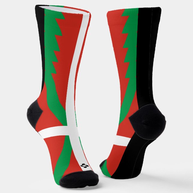 Ikurriña with Lauburu symbol Socks (Angled)