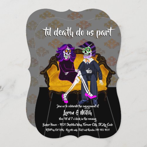 il Death Do Us Part Sugar Skulls Engagement Party Invitation