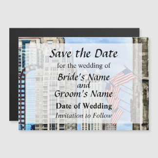 IL - Flags Along Michigan Avenue Chicago Magnetic Invitation