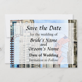 IL - Flags Along Michigan Avenue Chicago Save The Date