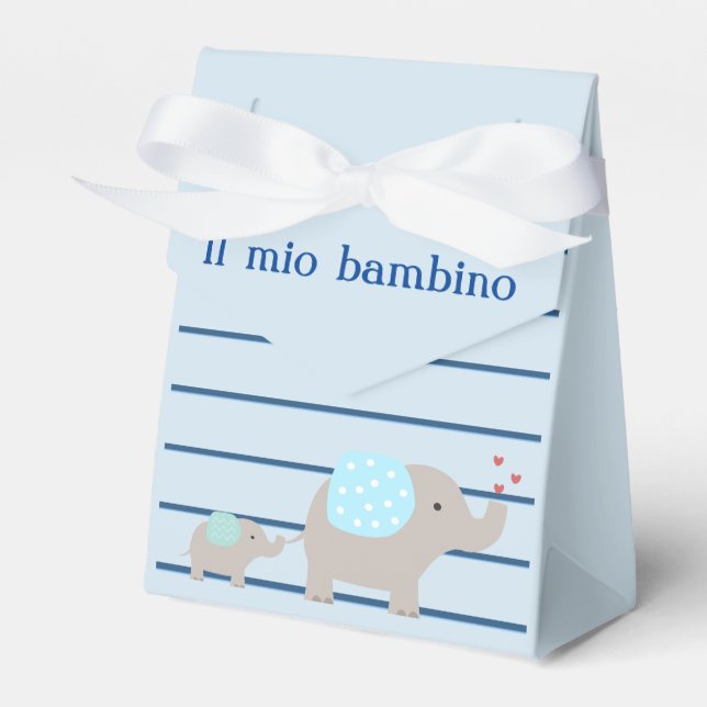 "Il mio bambino/my baby"  Favor Box with Elephant (Front Side)