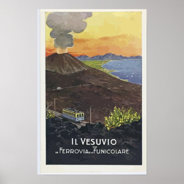 Il Vesuvio Ferrovia Funicolare, Vintage Poster (Front)