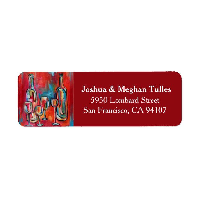 Il Vino Red Wine Bottles and Glasses Label (Front)