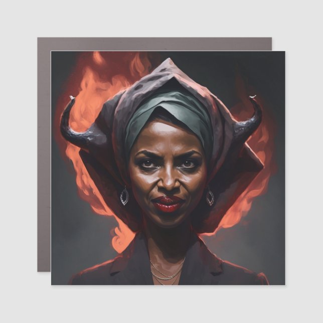 Ilan Omar Shows Her Devil Horns  Car Magnet (Front)