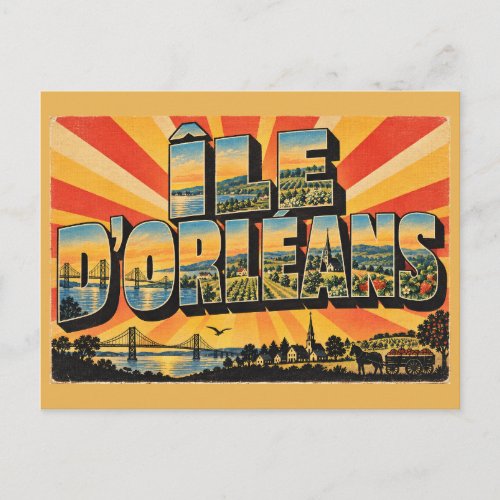 Île d'Orléans QC Heritage Island River Art Postcard