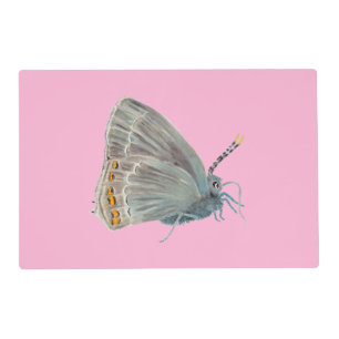 Ilex Hairstreak Butterfly Satyrium ilicis Pink Placemat
