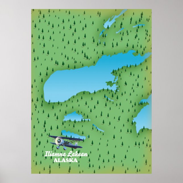 Iliamna Lake Alaska map Poster (Front)