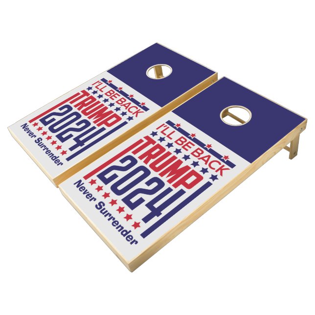  I'll BE Back Trump 2024  Cornhole Set (Angled)
