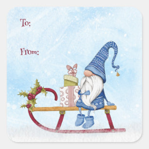 I'll Be Gnome for Christmas To From Customizable Square Sticker