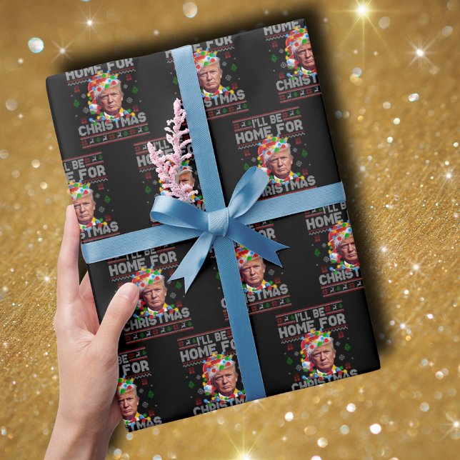 I'll Be Home For Christmas | Funny Santa Trump Wrapping Paper (Creator Uploaded)