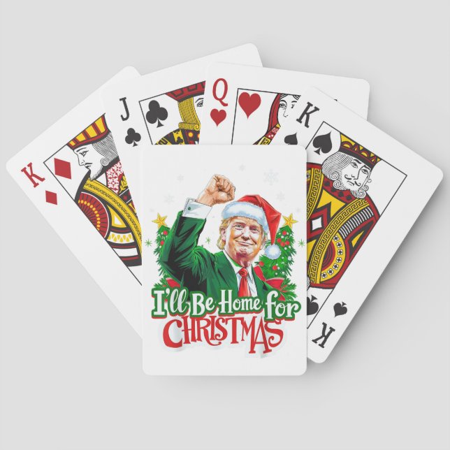 I'll Be Home For Christmas Funny Trump Santa 2024 Poker Cards (Back)