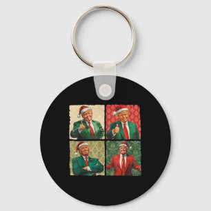 I'll Be Home For Christmas Funny Trump Xmas Santa  Keychain