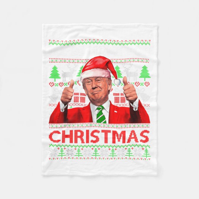Ill Be Home For Christmas Santa Trump Xmas Pajama  Fleece Blanket (Front)