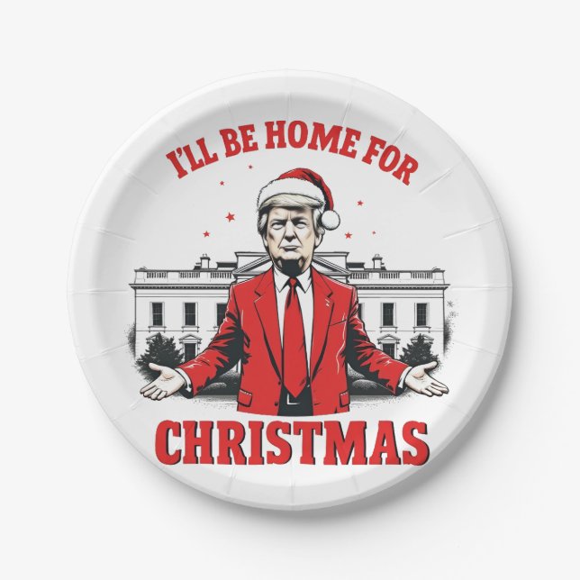 I'll be home for Christmas Trump Won Inaguration  Paper Plates (Front)