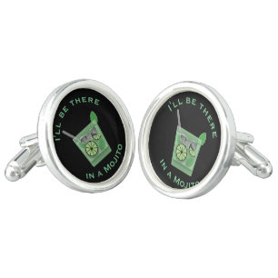 I'll Be There in a Mojito Funny Cocktail Quote Cufflinks