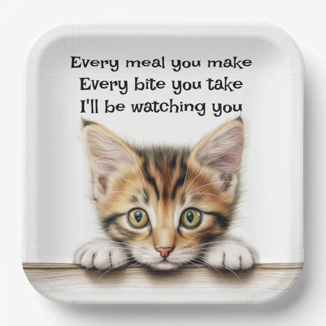 I'll be Watching You Kitty Paper Plates (Front)