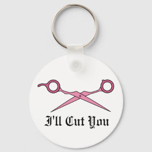I'll Cut You (Pink Hair Cutting Scissors) Keychain