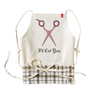 I'll Cut You (Pink Hair Cutting Scissors) Zazzle HEART Apron