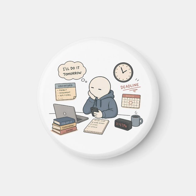 I'll Do It Tomorrow Funny Procrastination Meme Magnet (Front)