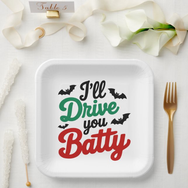 I'll Drive You Batty Paper Plates (Wedding)