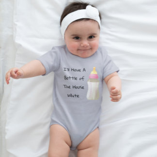 I'll Have A Bottle Of The House White Funny Girls Baby Bodysuit