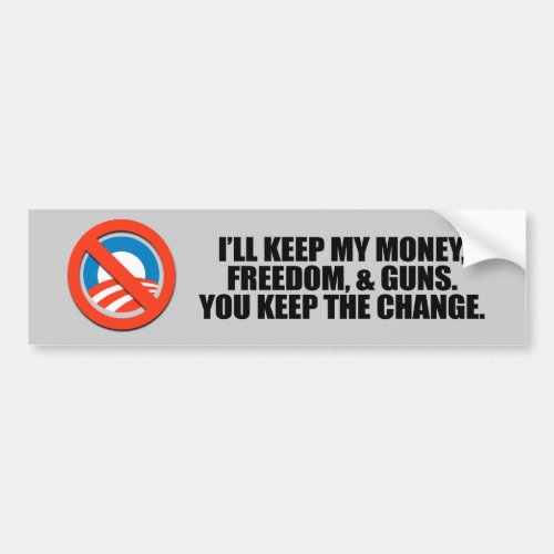 ILL KEEP MY MONEY FREEDOM AND GUNS BUMPER STICKER