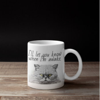 I'll Let You Know When I'm Awake Cat Glaring Funny Coffee Mug by vicesandverses at Zazzle