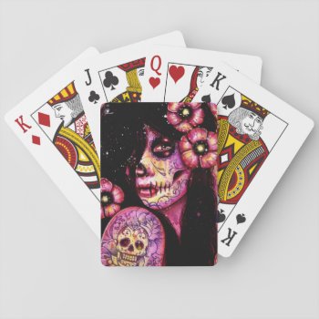 I'll Never Forget Day Of The Dead Girl Playing Cards by NeverDieArt at Zazzle