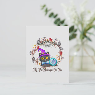 I'll Put Magic On You – Black Witch Cat Halloween Postcard