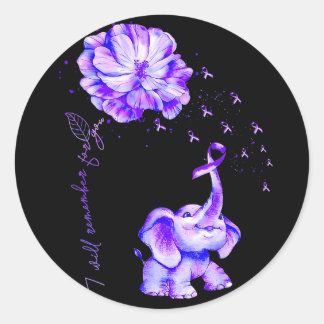Ill Remember for Purple Elephant Alzheimers Classic Round Sticker