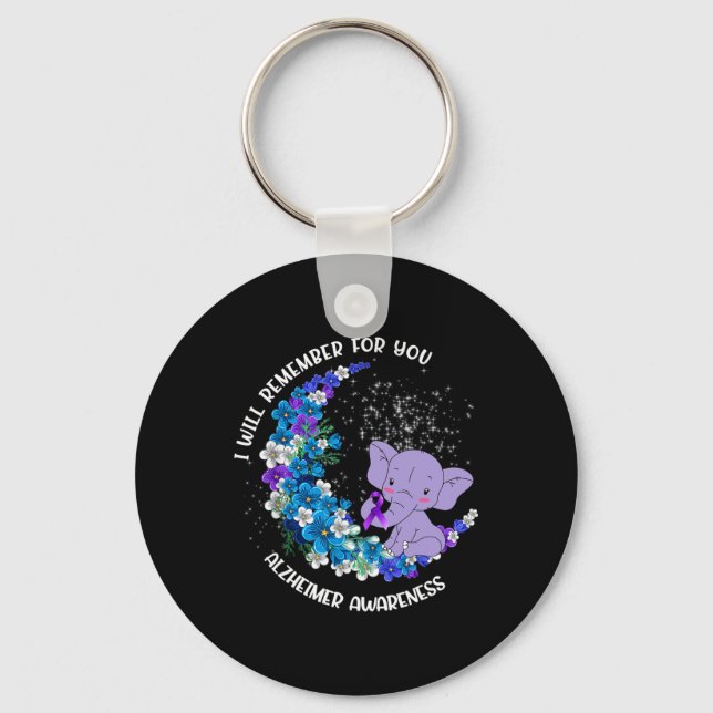 I'll remember for you Alzheimer Awareness Elephant Keychain (Front)