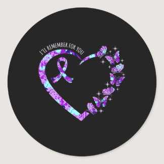 I'll Remember For You Alzheimer's Awareness Purple Classic Round Sticker
