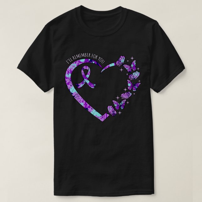 I'll Remember For You Alzheimer's Awareness Purple T-Shirt (Design Front)