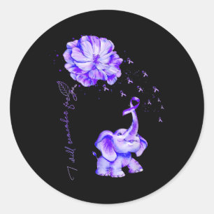 Ill Remember For You Purple Elephant Heimers Aware Classic Round Sticker