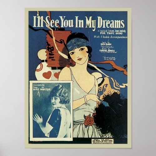 Ill See You In My Dreams Vintage Songbook Cover Poster