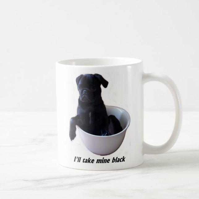 I'll take mine black - Black Pug Mug (Right)