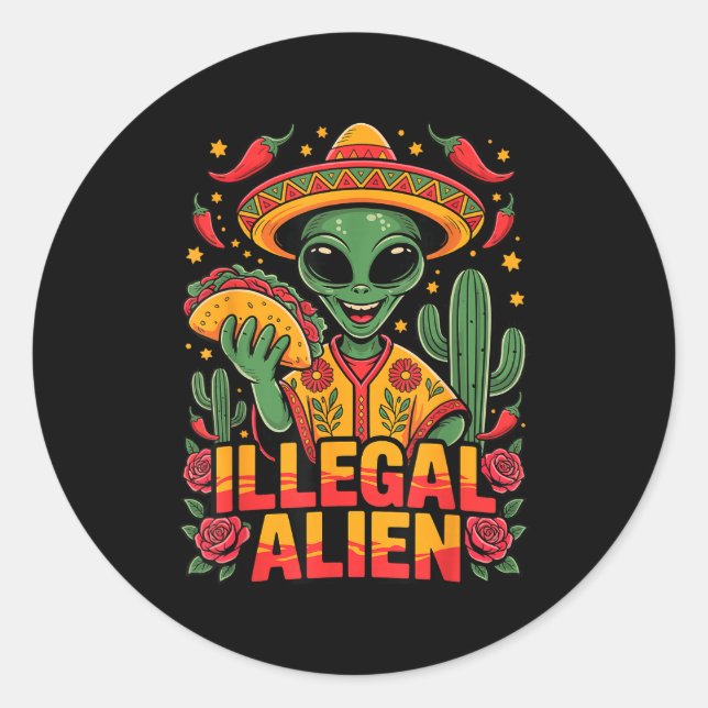 Illegal alien  classic round sticker (Front)