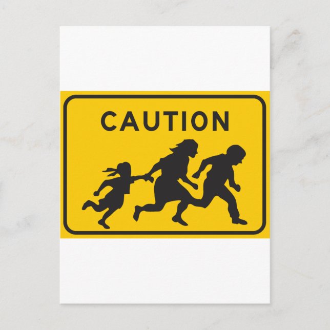 Illegal Aliens Crossing Highway Sign Postcard (Front)