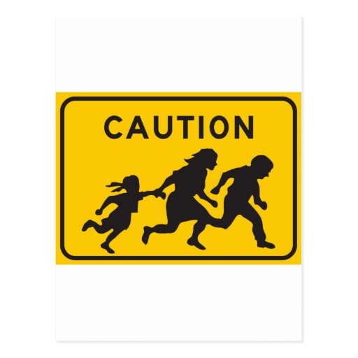 Illegal Aliens Crossing Highway Sign Postcard | Zazzle