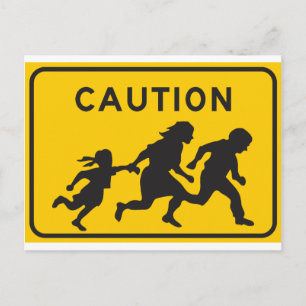 Illegal Aliens Crossing Highway Sign Postcard