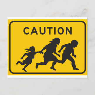 Illegal Aliens Crossing Highway Sign Postcard