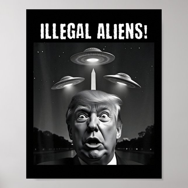 Illegal Aliens. Trump Selfie, Alien And Ufo Poster (Front)