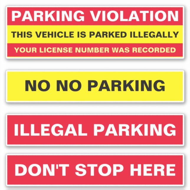 Illegal No Parking Violation Warnings and Notices  Sticker (Front)