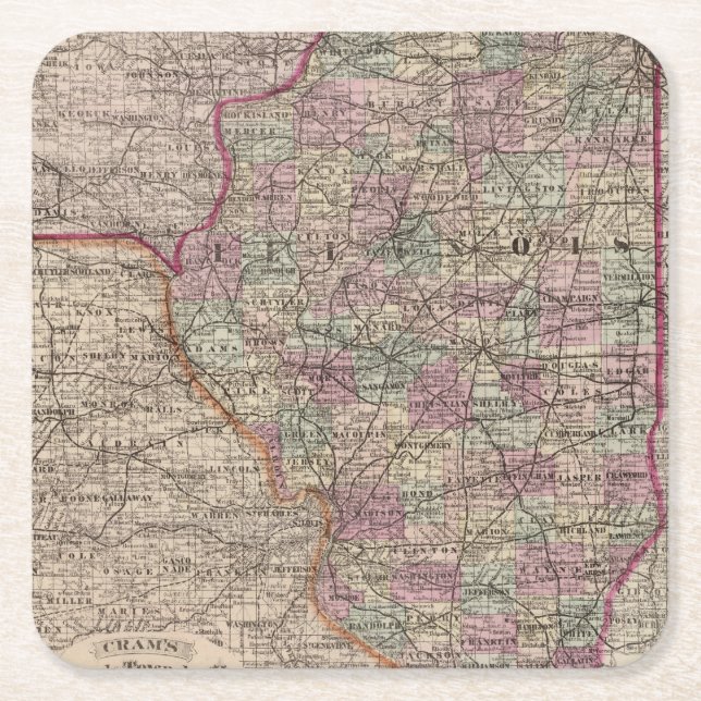 Illinois 10 square paper coaster (Front)