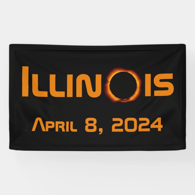 Illinois 2024 Total Solar Eclipse Banner (Horizontal)