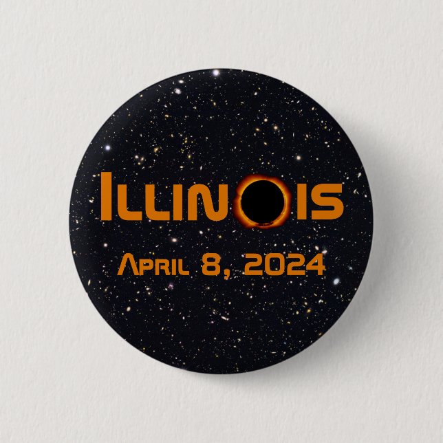 Illinois 2024 Total Solar Eclipse Button (Front)
