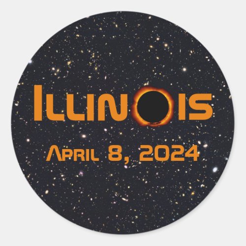 Illinois 2024 Total Solar Eclipse Classic Round Sticker