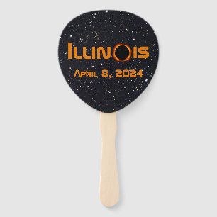 Illinois 2024 Total Solar Eclipse Hand Fan