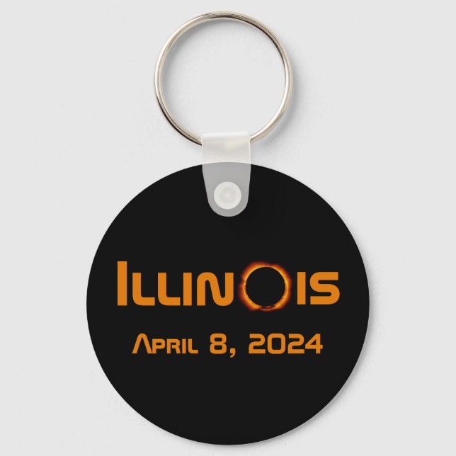 Illinois 2024 Total Solar Eclipse Keychain (Front)