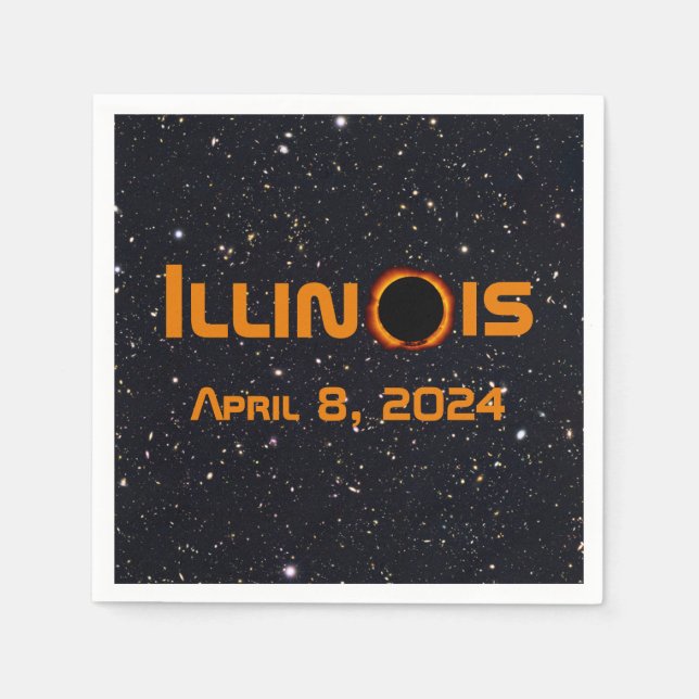 Illinois 2024 Total Solar Eclipse Napkins (Front)
